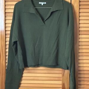 Reformation Cashmere Olive Polo Sweater